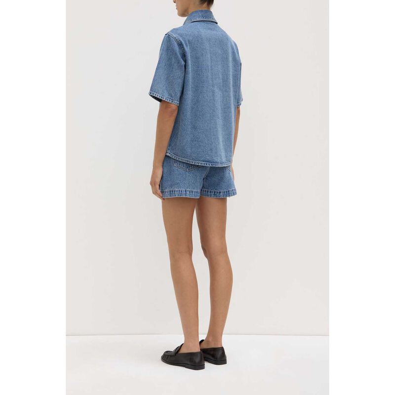 Assembly Label Boxy Denim Short Sleeve Shirt Dark Stone image number 1